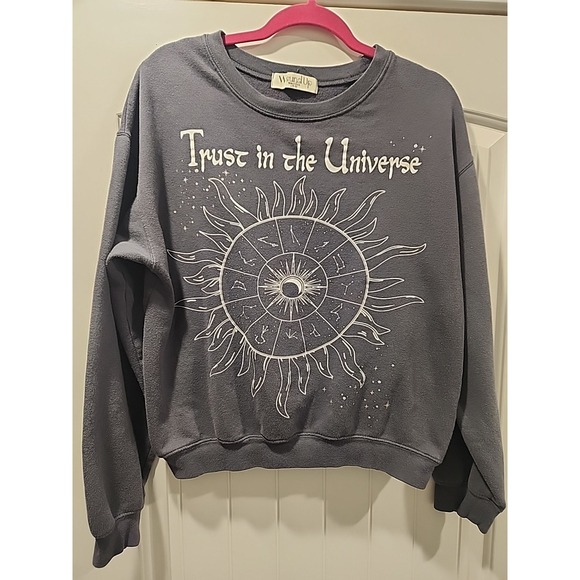 Wound Up Tarot Astrology Women's Crew Neck Sweater Glitter Pullover Large - Picture 1 of 3
